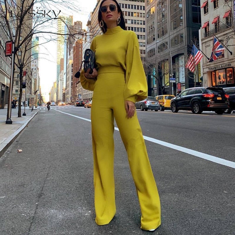 Elegante Frauen Jumpsuit Lang Ärmig Abendkleid