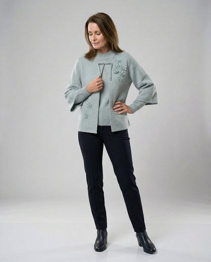 Kapuze Umhang Frauen Feinstrick Cape Floral Modern - BerlinGlamour