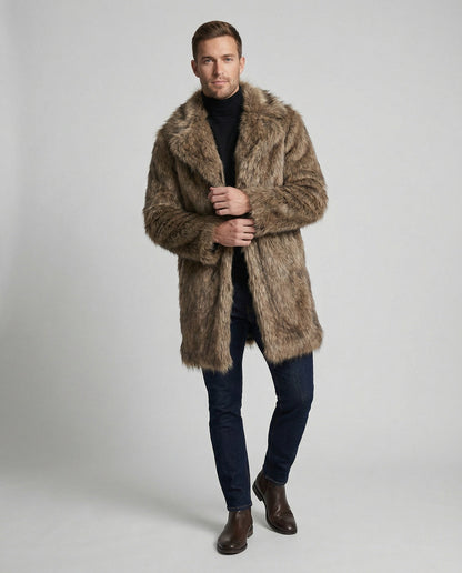 Herren Kurzmantel Kunstfell Elegant Revers Berlin Stil - BerlinGlamour