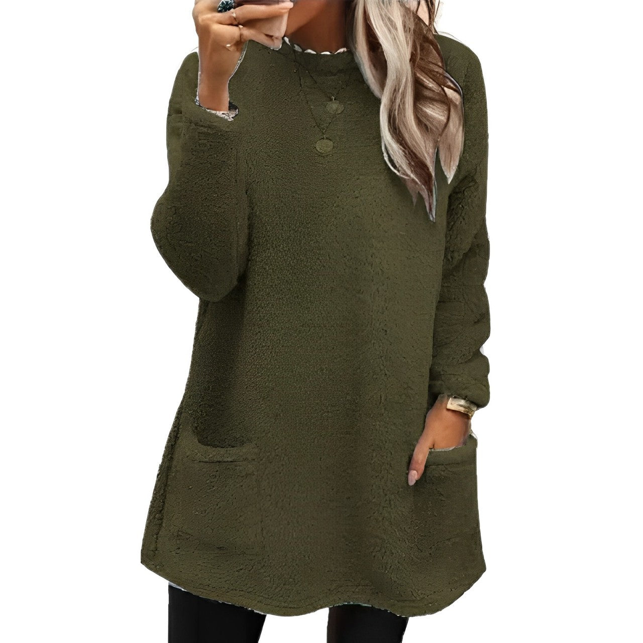 Jessamyn: Weicher Fleece-Pullover mit Taschen