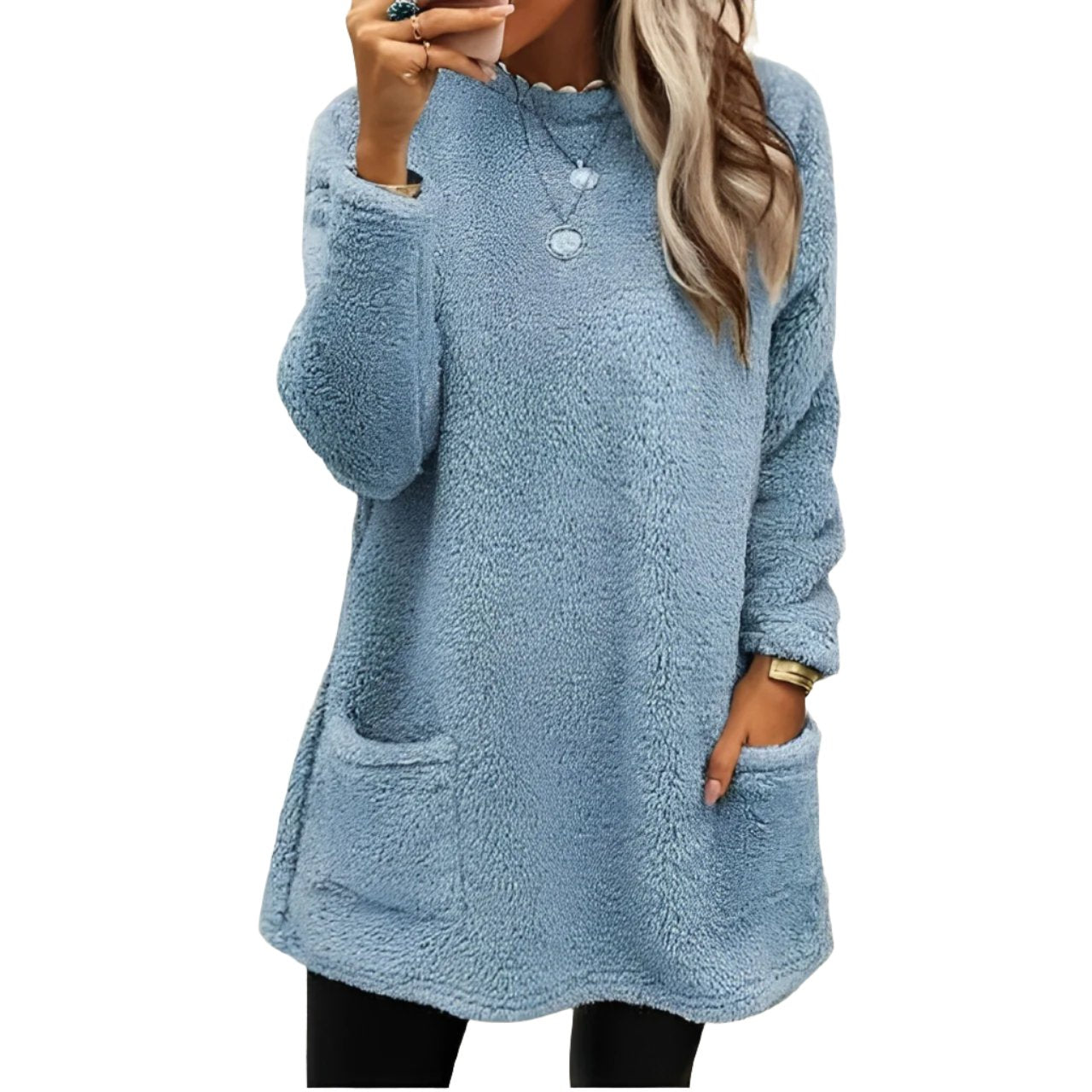 Jessamyn: Weicher Fleece-Pullover mit Taschen