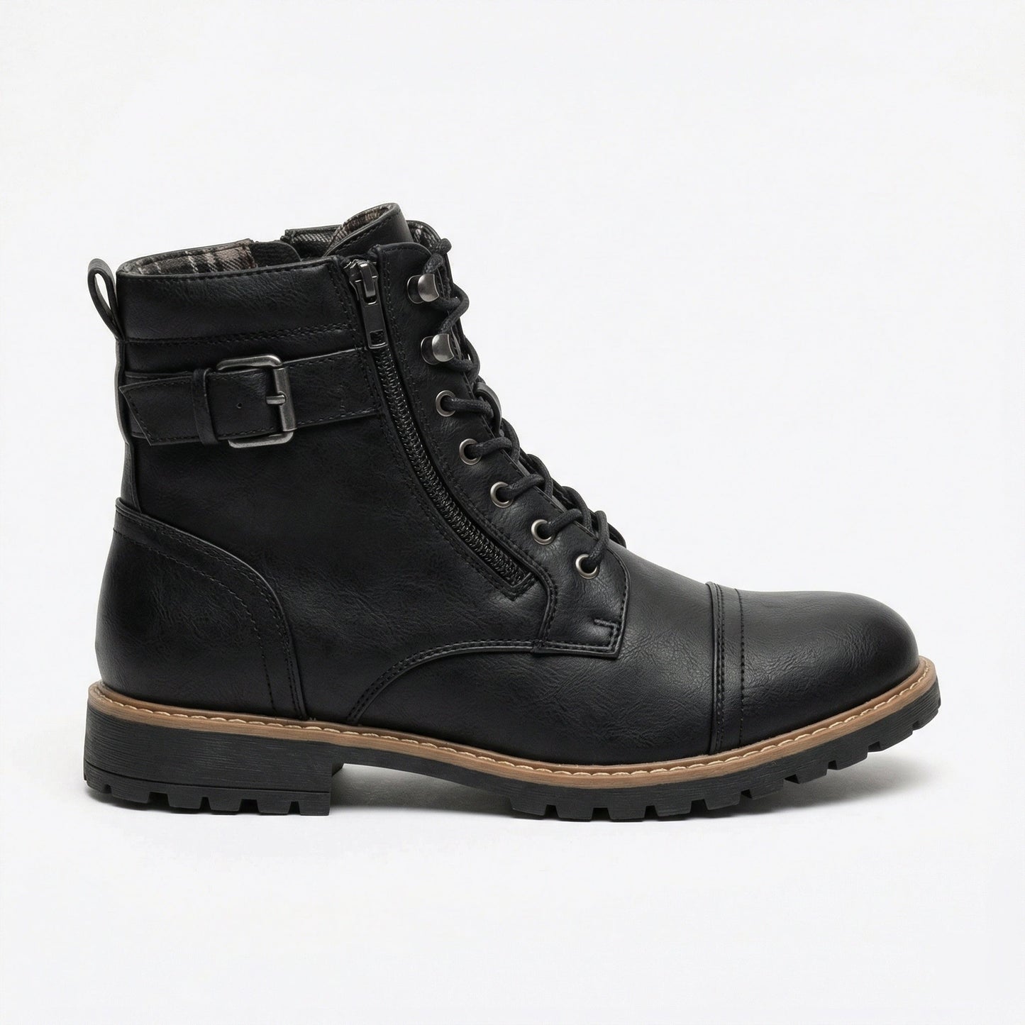 Leder Motorradstiefel Herren Echtes Leder Schwarz
