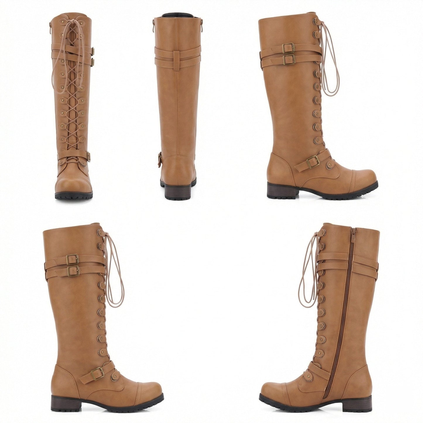 Damen Schnürstiefel Steampunk Stil Vintage Leder