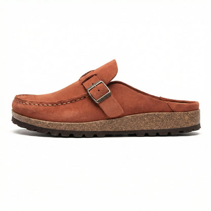Damen Clogs Retro Wildleder Schuhe Slip-On Heidi Stil