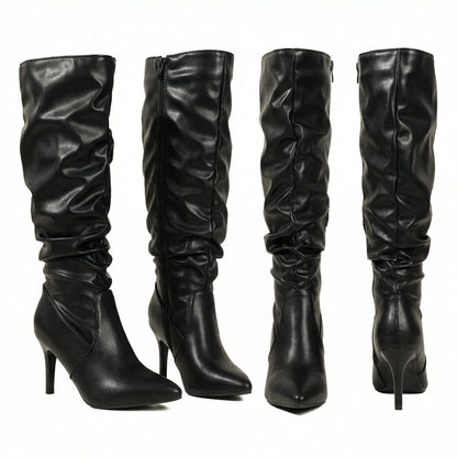 Damen Stiefel High Heels Gerafft Glamour Schuhe