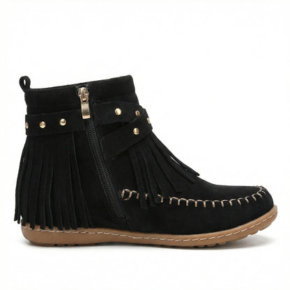 Warme Knöchelschuhe Fransen Schuhe Frauen Stil