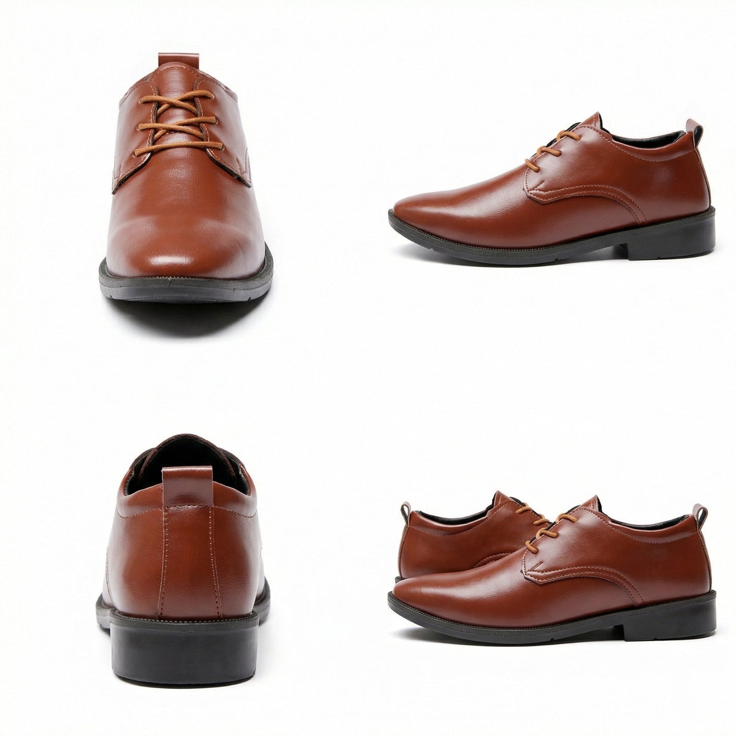 Herren Leder Schnürschuhe Elegante Rutschfeste Sohle Schwarze Schuhe