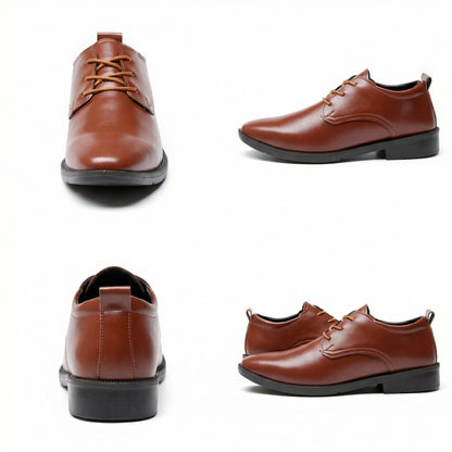 Herren Leder Schnürschuhe Elegante Rutschfeste Sohle Schwarze Schuhe