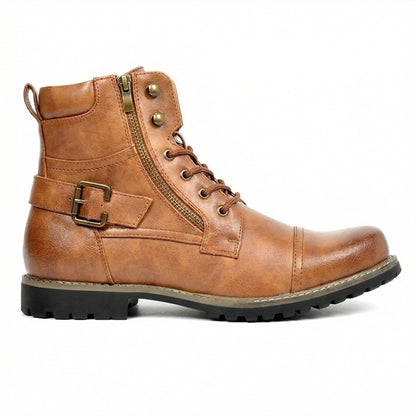 Leder Motorradstiefel Herren Echtes Leder Schwarz