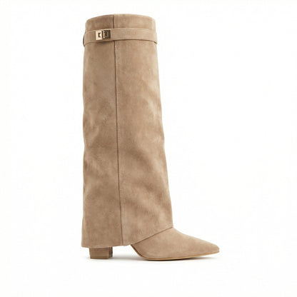 Damen Stiefel Wildleder Braun Heidi Style