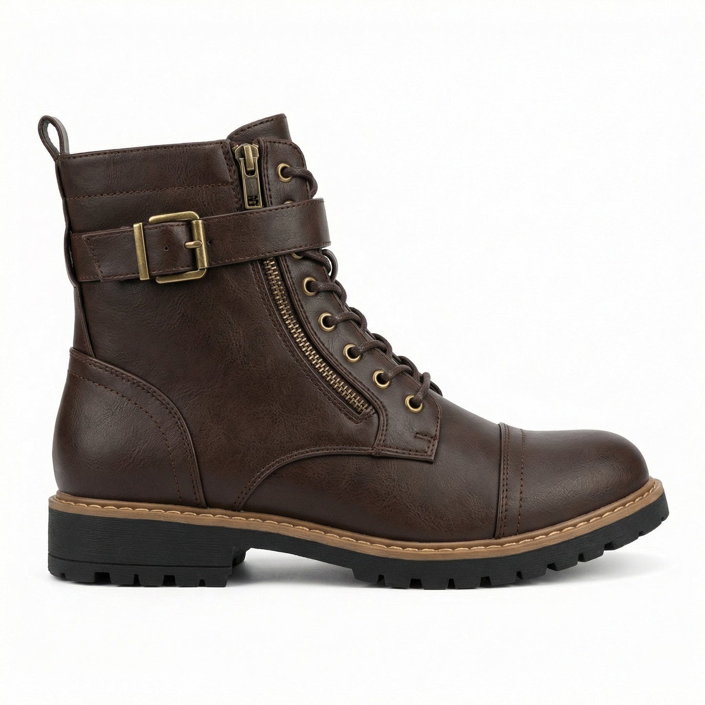 Leder Motorradstiefel Herren Echtes Leder Schwarz