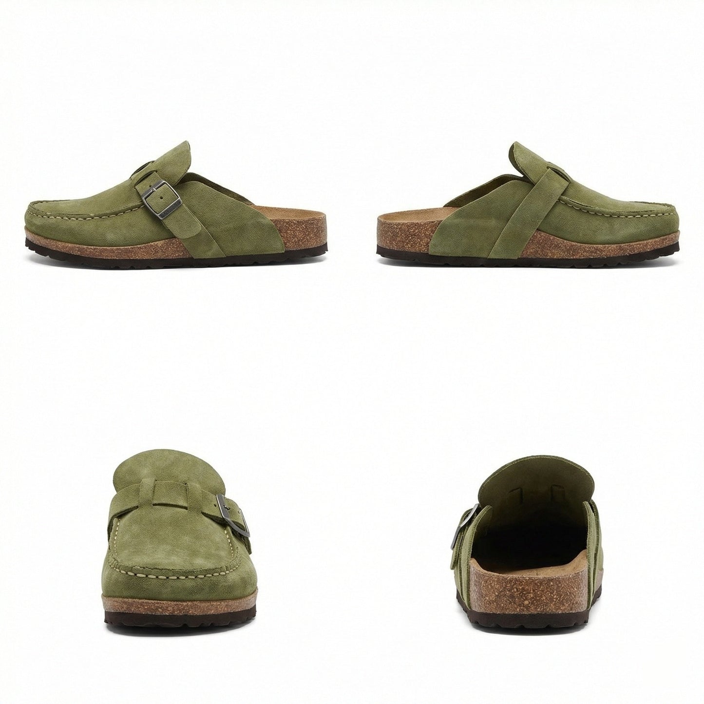 Damen Clogs Retro Wildleder Schuhe Slip-On Heidi Stil