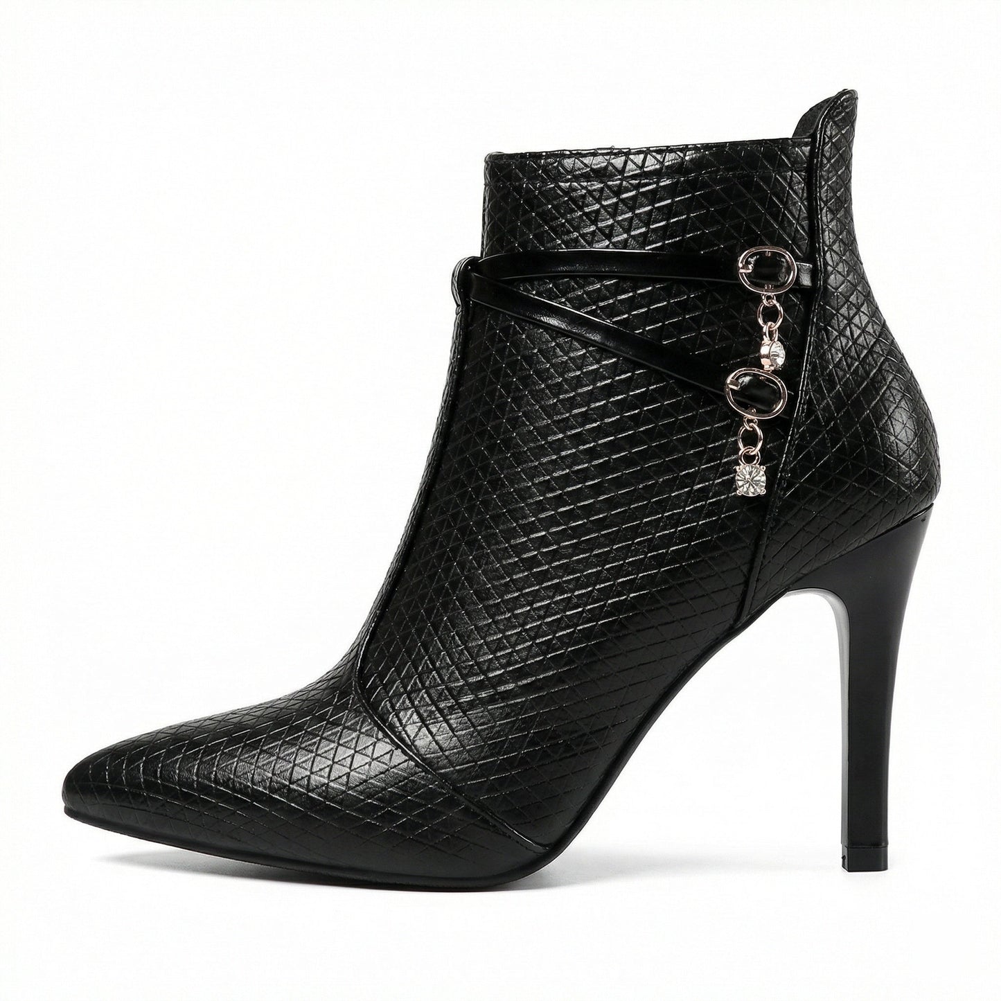 Damen Stiefeletten Spitze Modisch Schwarz
