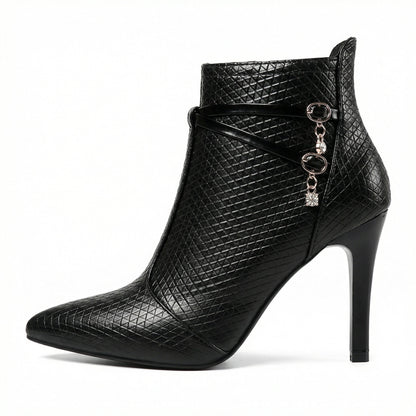 Damen Stiefeletten Spitze Modisch Schwarz