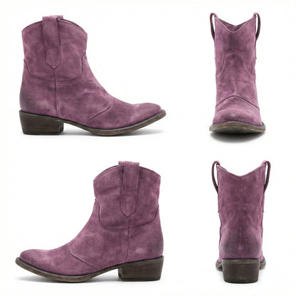 Western Stiefel Damen Kurz Wildleder Knöchelstiefel