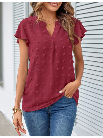 Patchwork Bluse mit Rüschen Damen Oberteil Chic