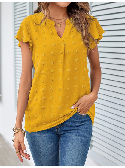 Patchwork Bluse mit Rüschen Damen Oberteil Chic