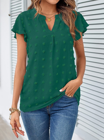Patchwork Bluse mit Rüschen Damen Oberteil Chic