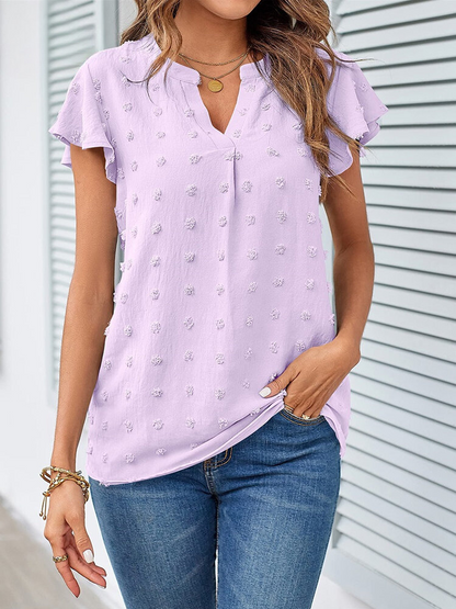Patchwork Bluse mit Rüschen Damen Oberteil Chic