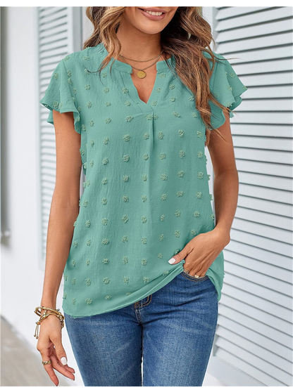 Patchwork Bluse mit Rüschen Damen Oberteil Chic