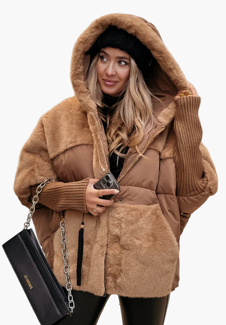 Teddyjacke Damen Winterjacke mit Kapuze Warm