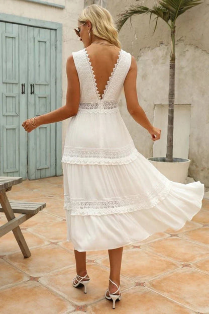 Boho Kleid Damen Lang Glamour Spitze