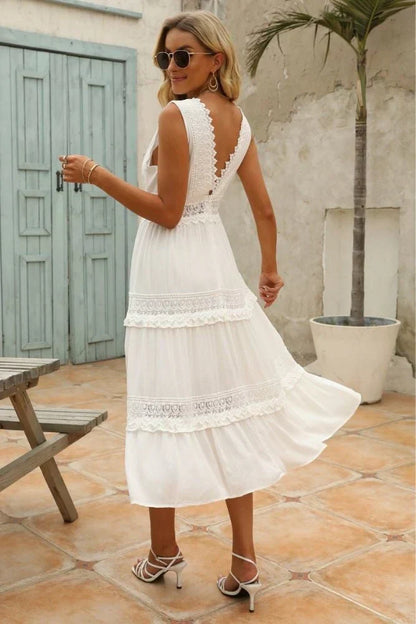 Boho Kleid Damen Lang Glamour Spitze