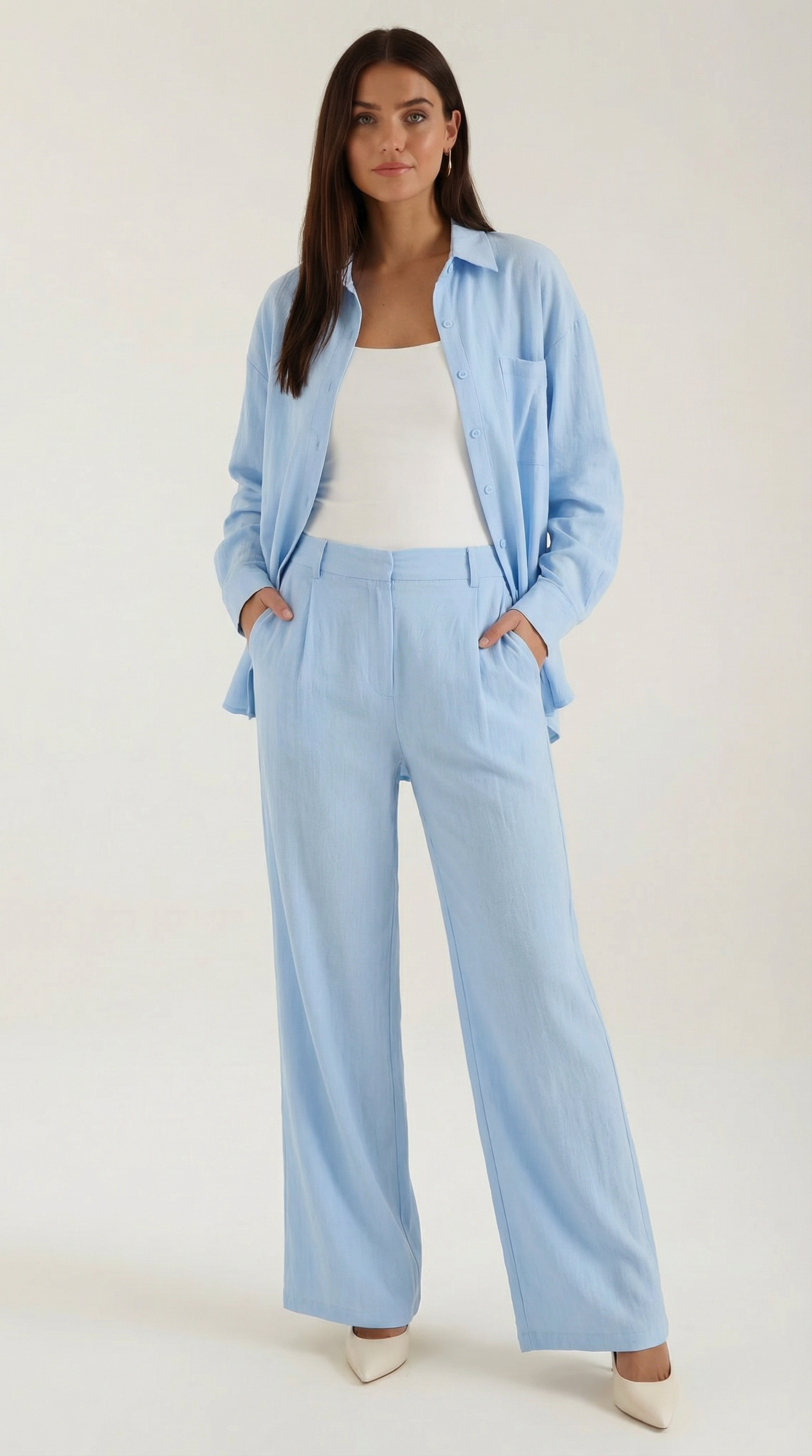 Frauen Set Hemd und Hose mit Knöpfen Elegant - BerlinGlamour