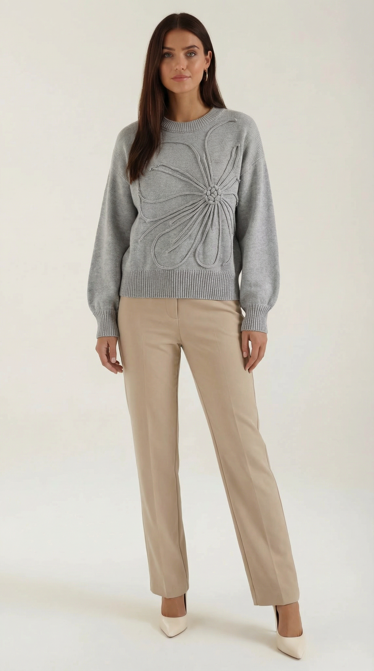 Strickpullover Blumenmuster Damen Pullover Größe - BerlinGlamour