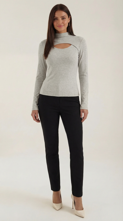 Elegantes Langarm Strickoberteil Chic Cutout Damen - BerlinGlamour