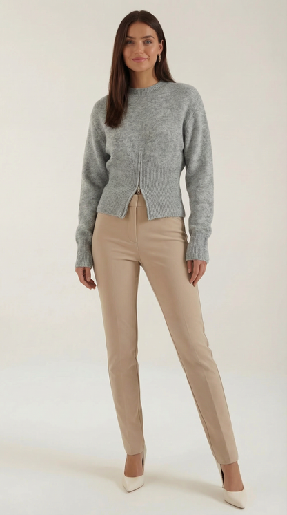 Strickpullover Damen Halbzip Warm Bequem - BerlinGlamour