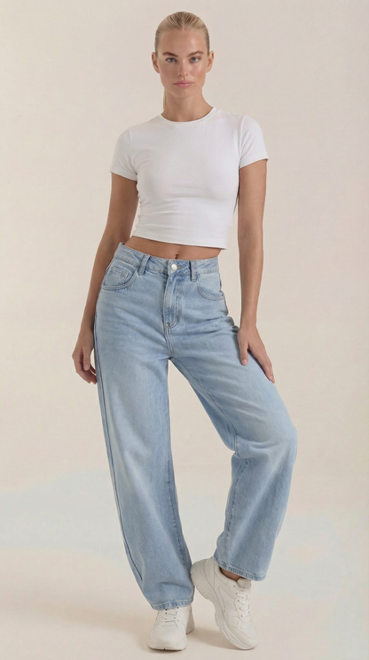 Weite Damen Jeans Bequem Mit Breitem Bein - BerlinGlamour