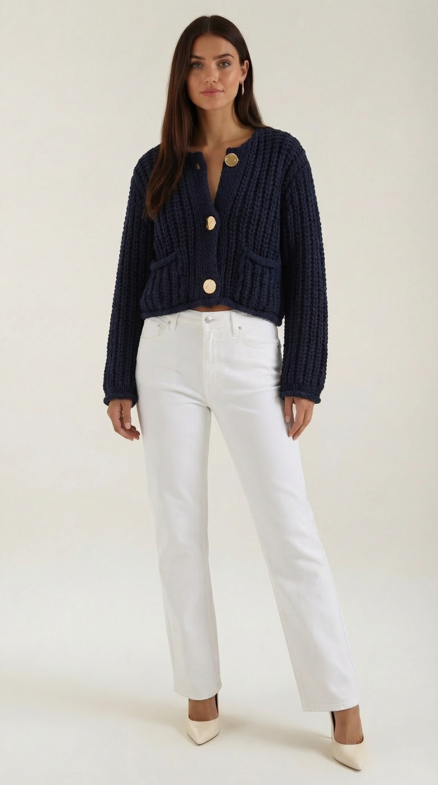 Strickcardigan mit Knöpfen Damen Modern - BerlinGlamour