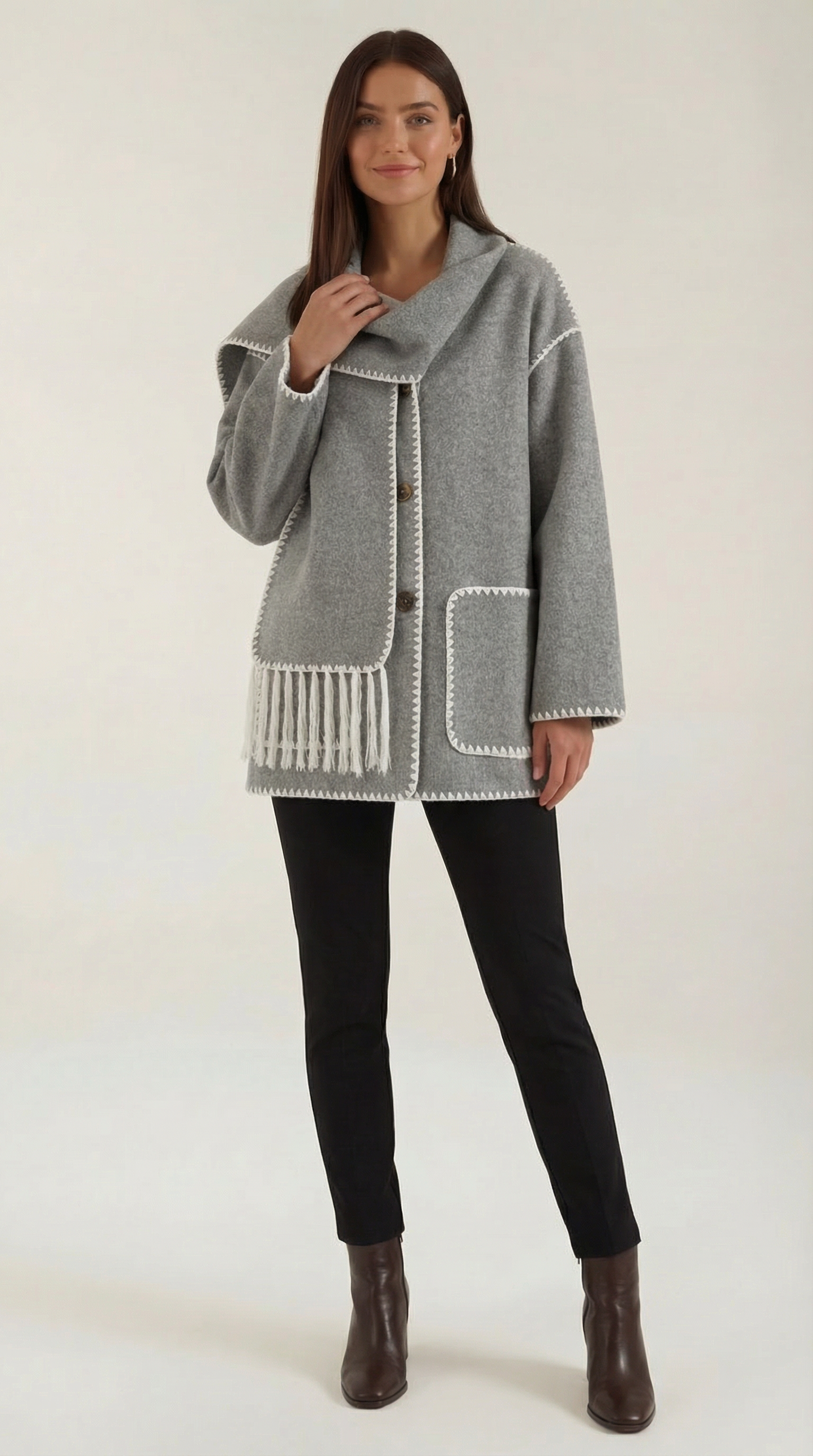 Schaljacke Kontrastbesetzt Damen Steppjacke Modern - BerlinGlamour