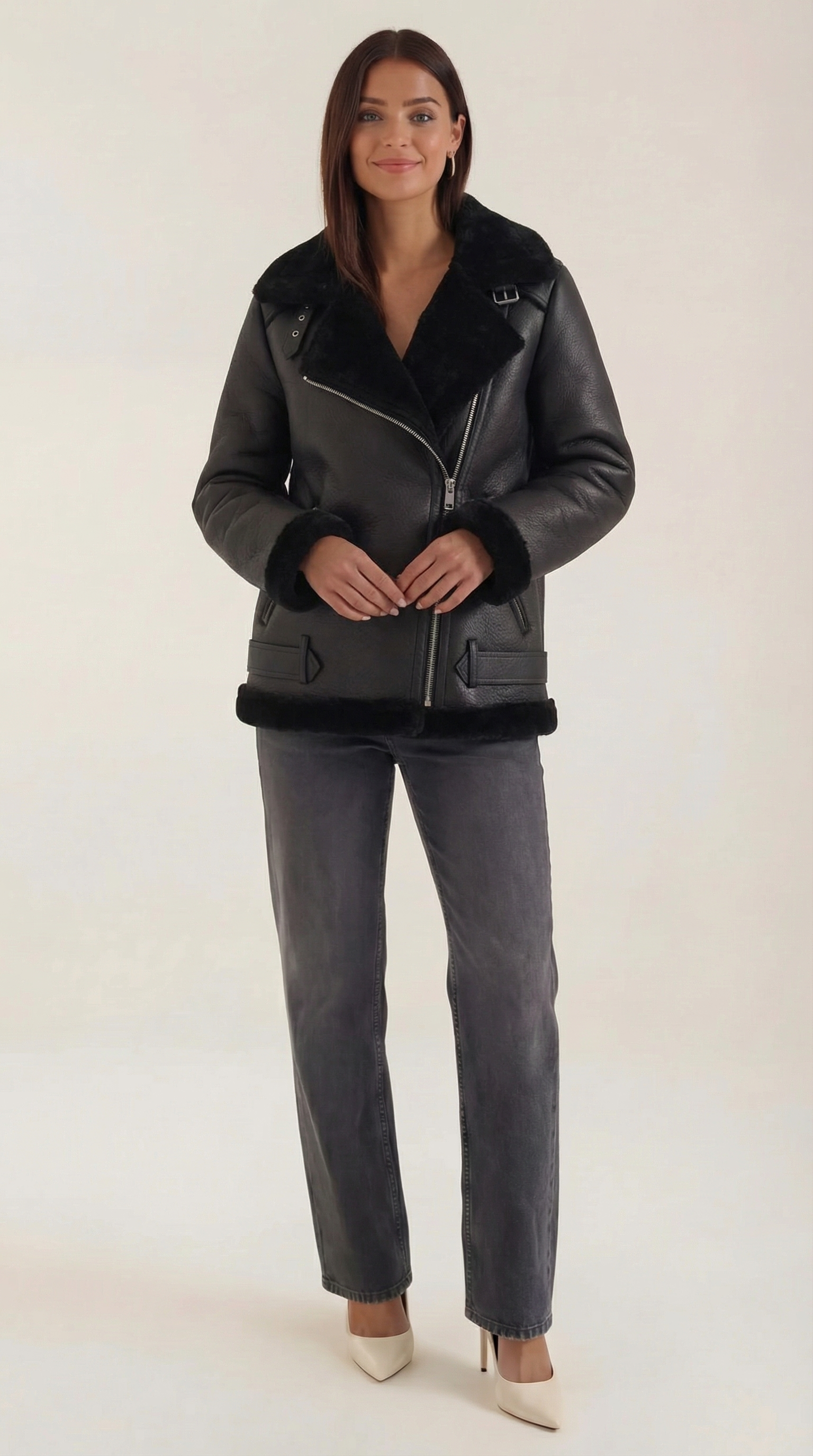 Fleecejacke Damen Gürtel Warm Modern - BerlinGlamour