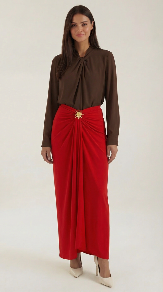 Geraffter Midirock Damenkleid Kurz Modisch - BerlinGlamour
