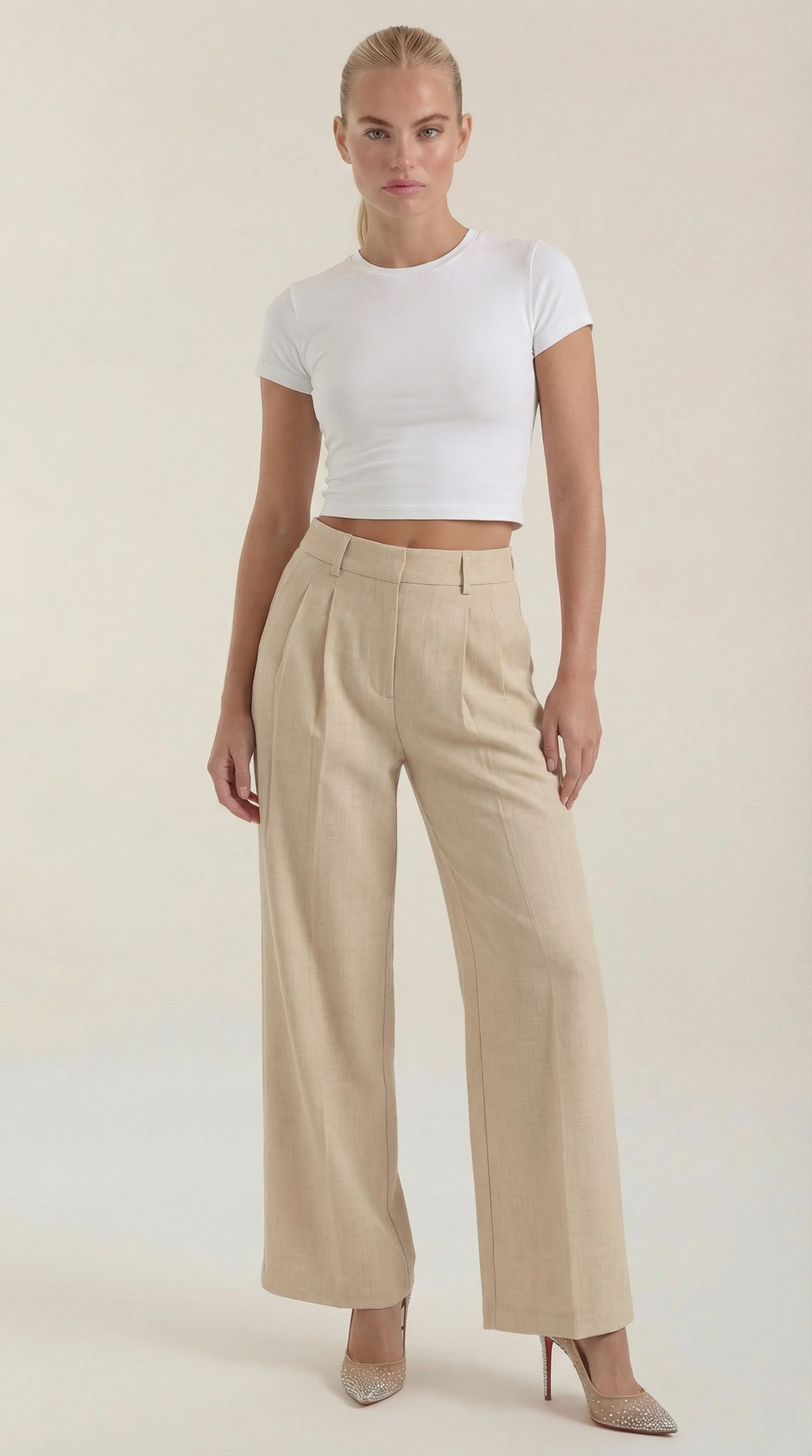 Weite High-Rise-Hose Plissiert Damen Hose - BerlinGlamour