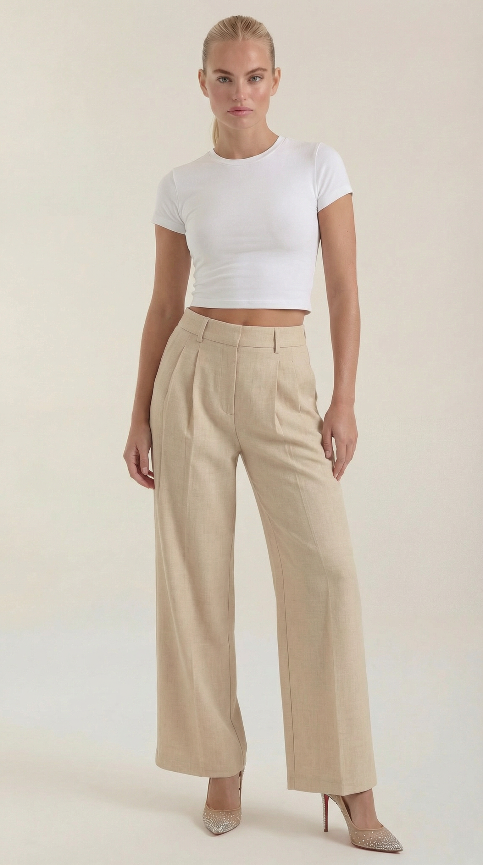 Weite High-Rise-Hose Plissiert Damen Hose - BerlinGlamour