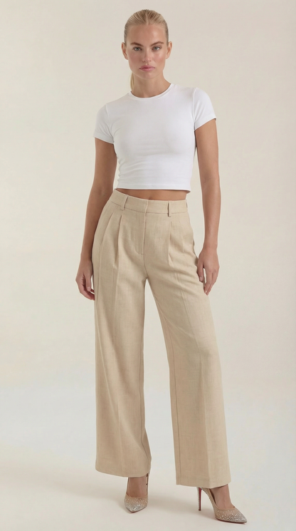Weite High-Rise-Hose Plissiert Damen Hose - BerlinGlamour