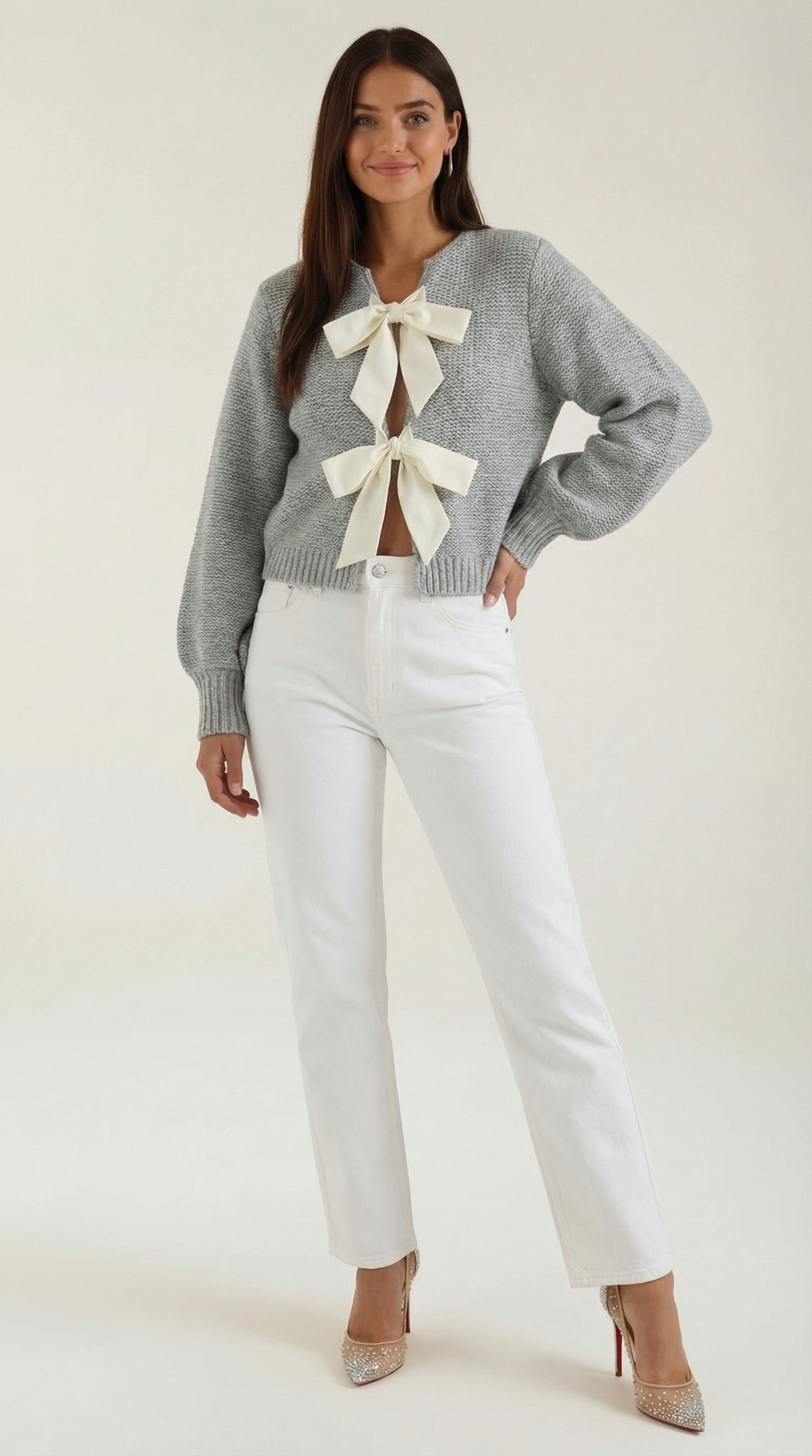 Damen Strickoberteil mit Schleife Elegант - BerlinGlamour