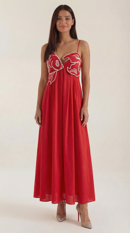 Besticktes Maxikleid Damen Lang Kleid Sommer - BerlinGlamour