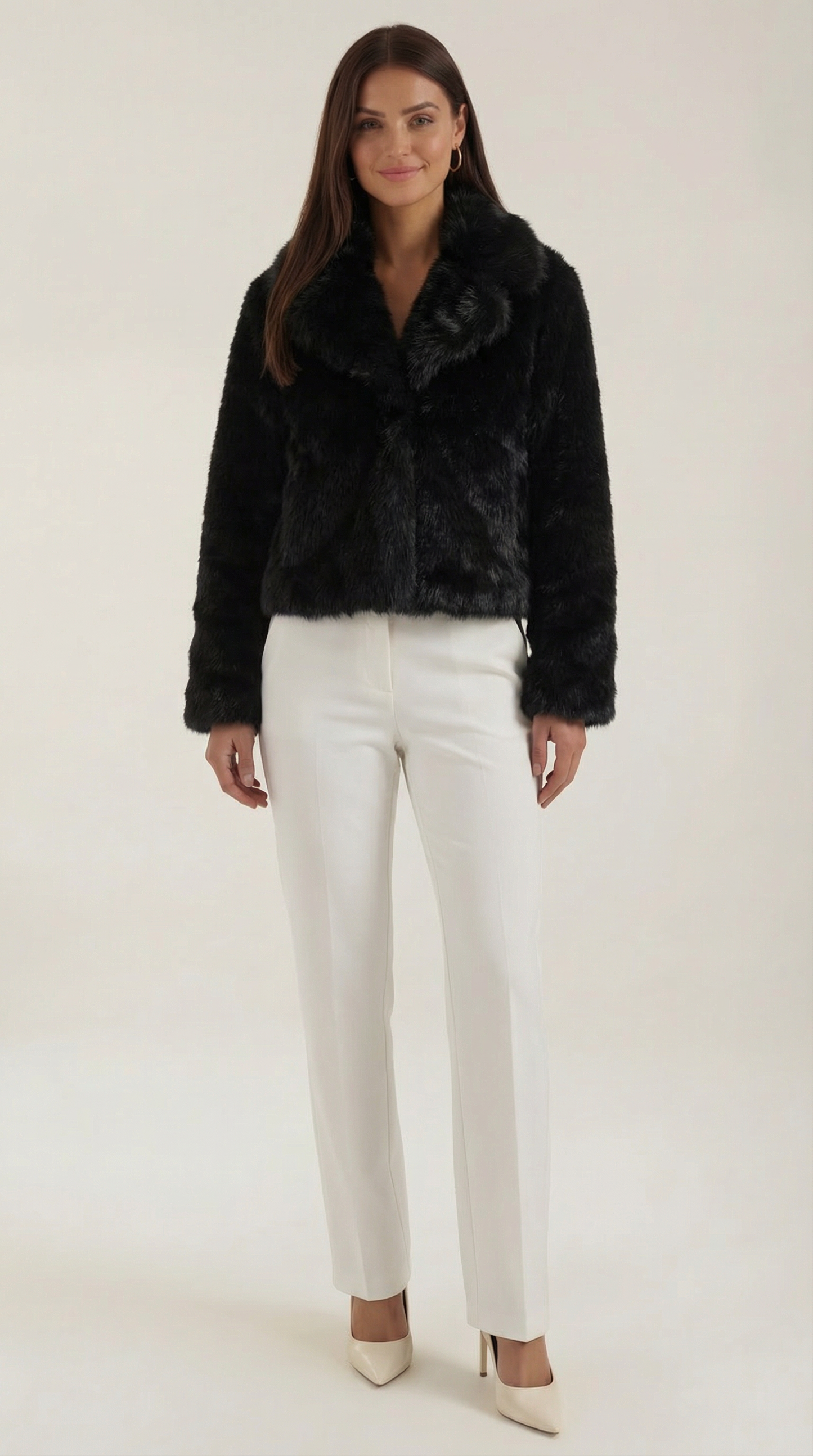 Schwarze Kunstfelljacke Damen Winter - BerlinGlamour