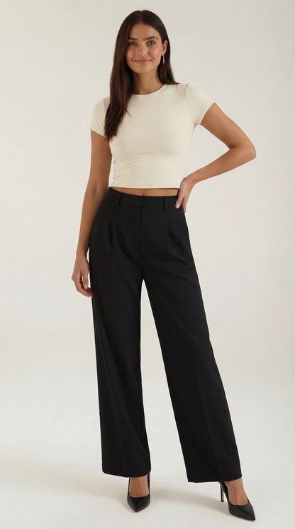 Plissierte Damen Hose Gerade Geschnitten Elegant - BerlinGlamour