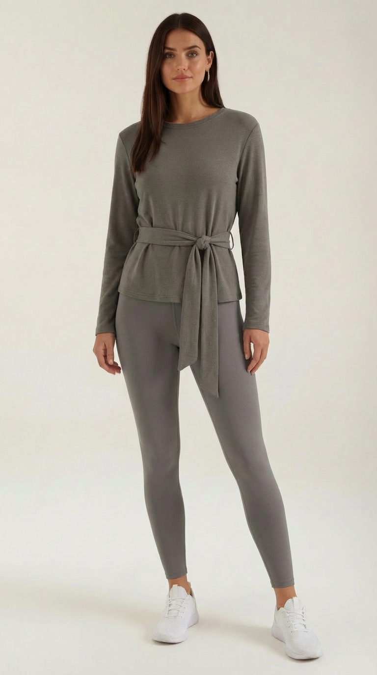 Damenschal Langarm Top mit Binden Detail - BerlinGlamour