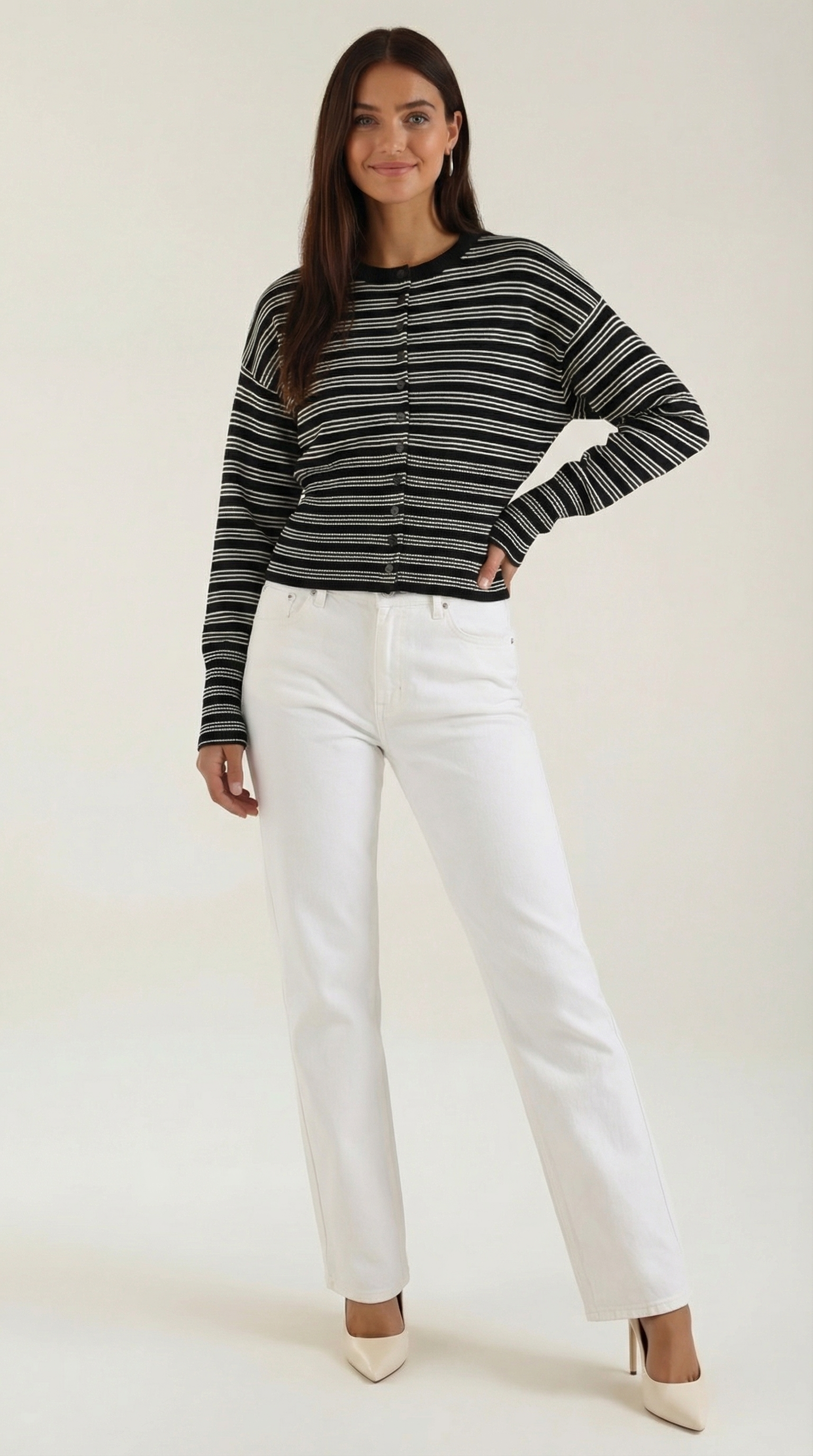 Gestreifter Cardigan Damen Modern - BerlinGlamour