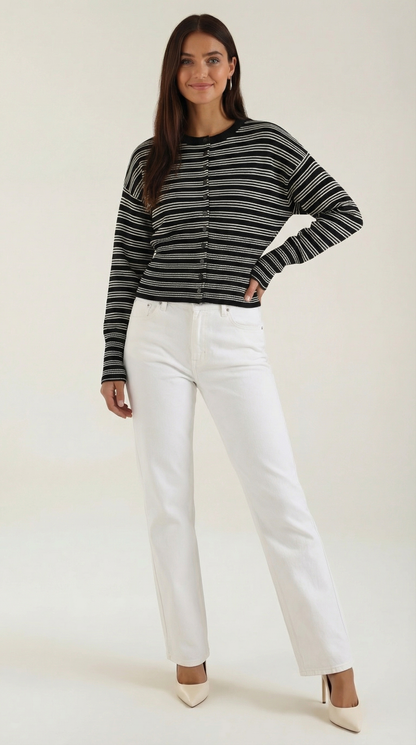 Gestreifter Cardigan Damen Modern - BerlinGlamour