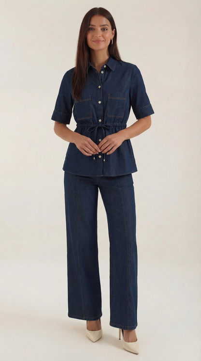 Bluse Denim Oberteil Trendy Damen - BerlinGlamour