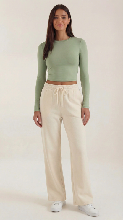 Damen Top Langarm Crop Oberteil Modern - BerlinGlamour