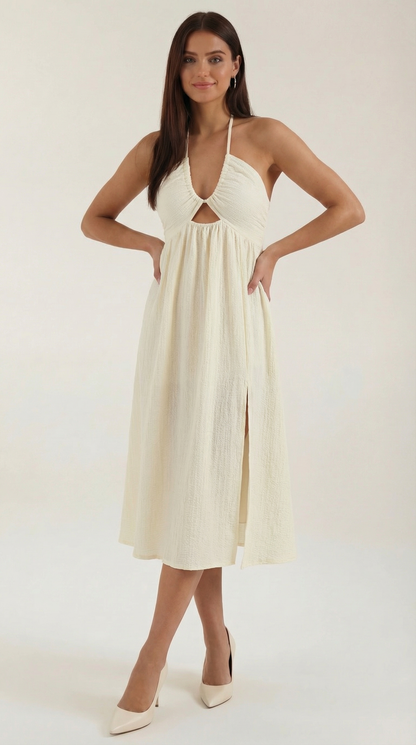 Midi-Kleid mit Ausschnitt Damenkleid Modern - BerlinGlamour