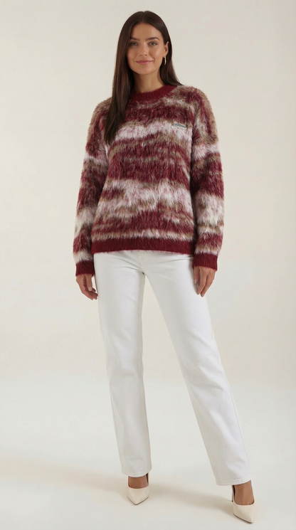 Langarm Strickpullover Damen Muster Modern - BerlinGlamour